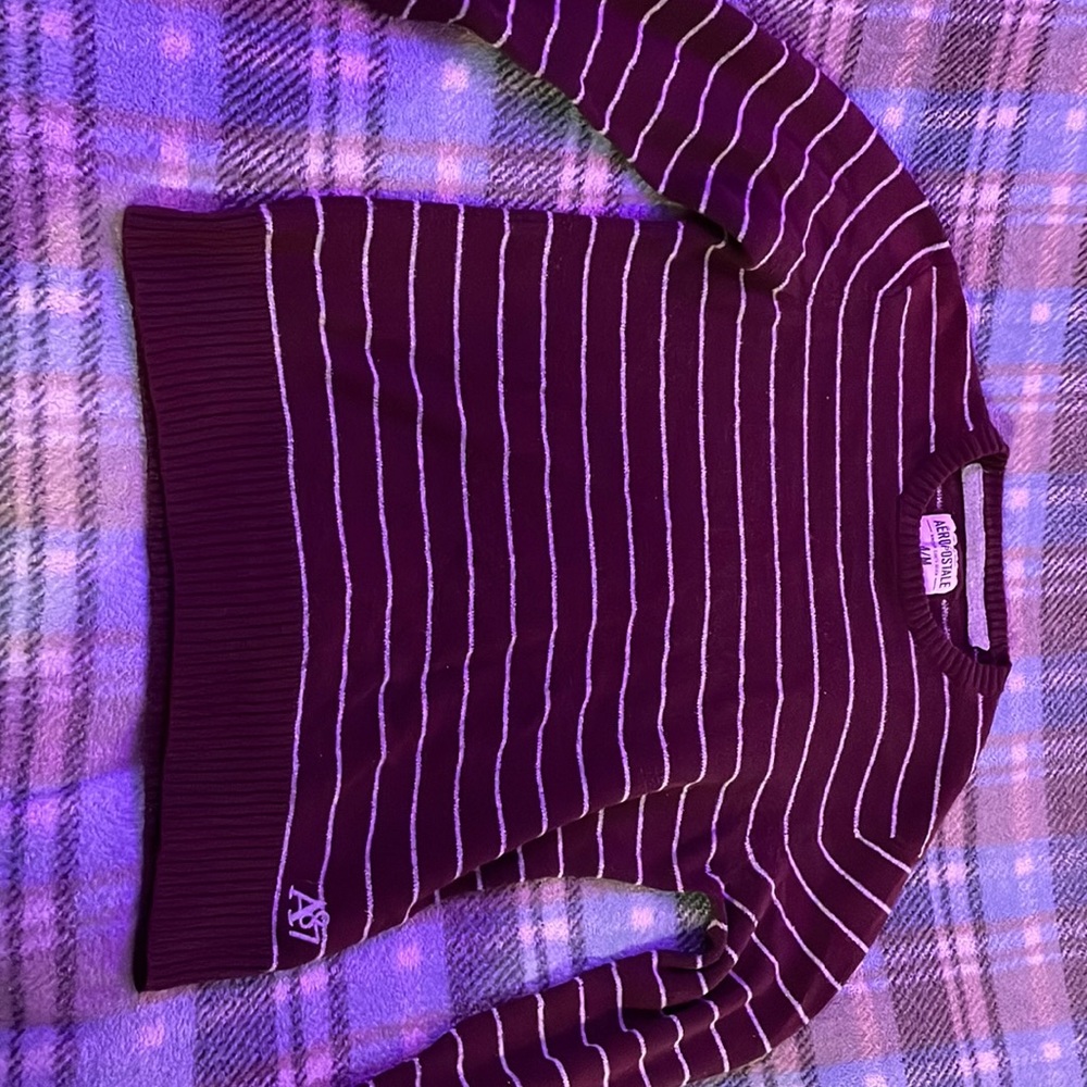 Unisex Aeropostale Crimson Sweater Med. Horizontal Stripes